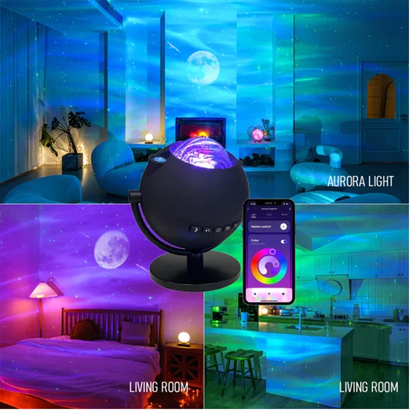 Aurora Lights Star and Moon Projector with Bluetooth and App Control - Image 3