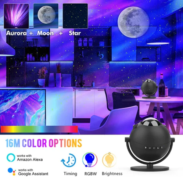 Aurora Lights Star and Moon Projector with Bluetooth and App Control - Image 4