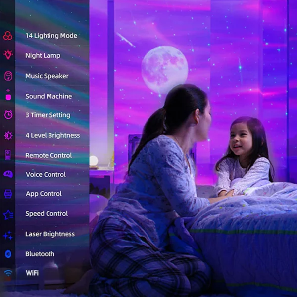 Aurora Lights Star and Moon Projector with Bluetooth and App Control - Image 7