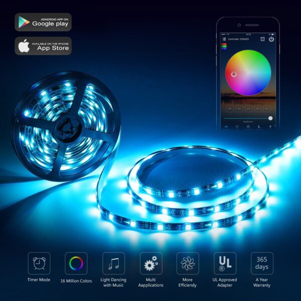 LED Strip Lights 5m – Wi‑Fi, Music Sync, Remote, App Control - Image 5