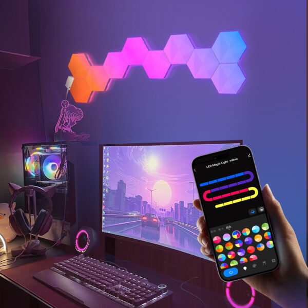Hexagon Wall Lights (6‑Pack) – Smart RGB App Control